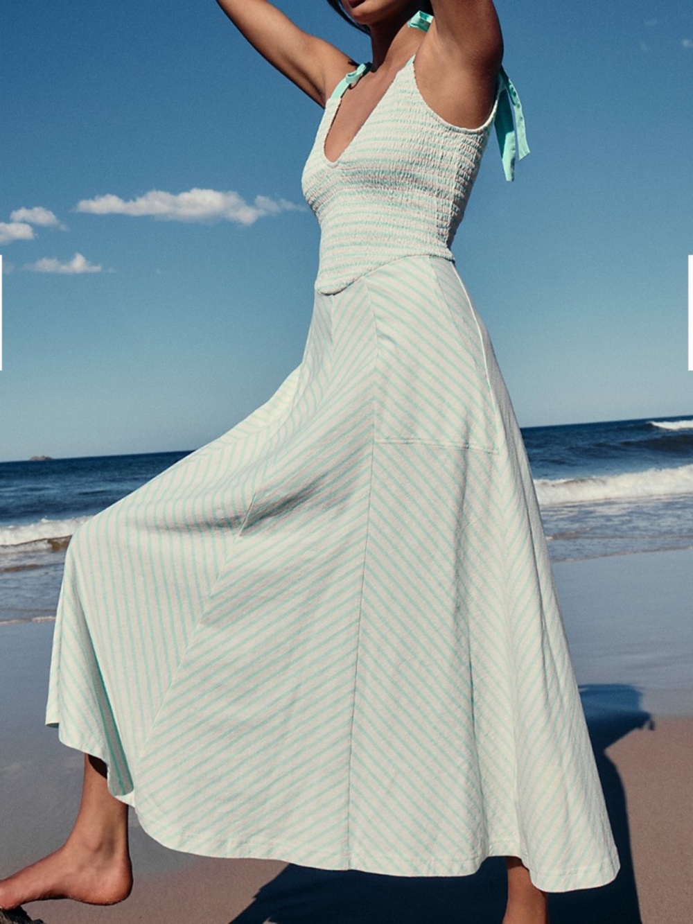 Free People Cecelia Midi Dress- Bay Combo Small